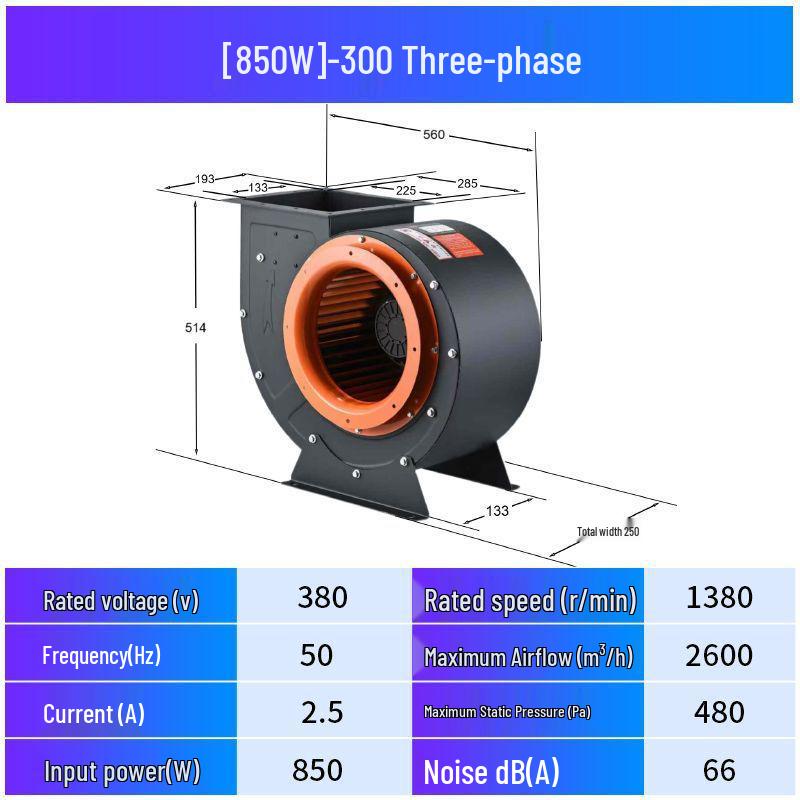 380V High-Power Industrial BBQ Cart Exhaust Fan Blower