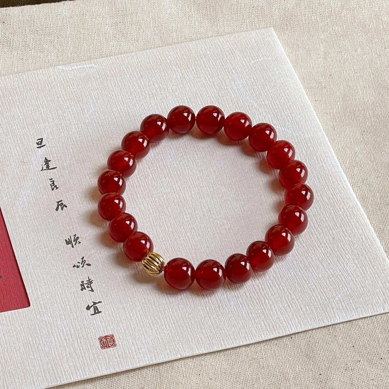 Women Red Agate Bracelet, Multi-size Round Beads, New Chinese Style
