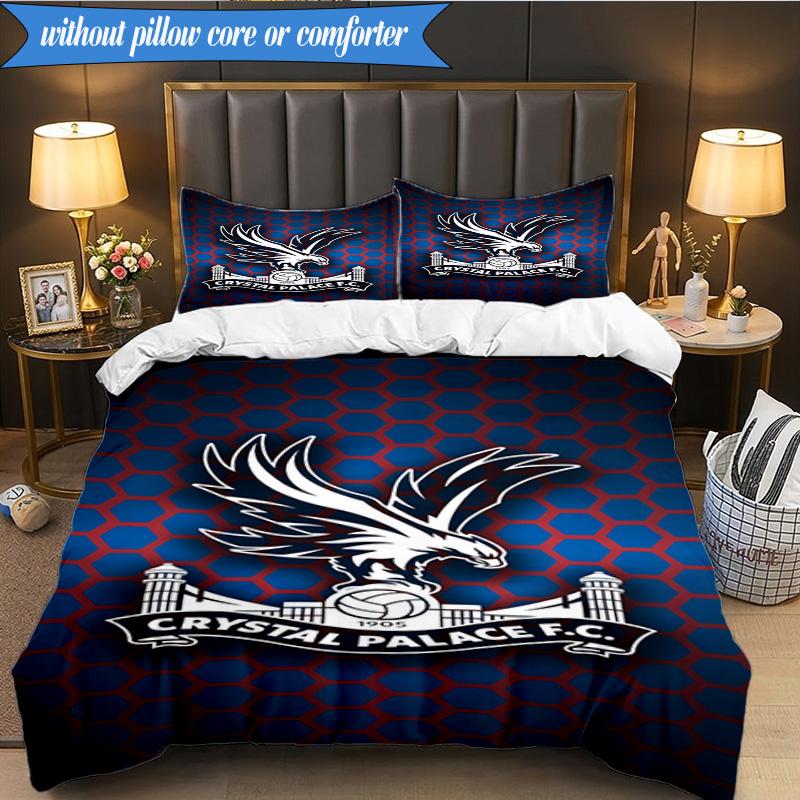 3PCS Crystal Fc Crest Printed Soft Bedding Set,Including 1pc Duvet Cover And 2pcs Pillowcases Perfect for Bedroom, Dormitory, Fan gift