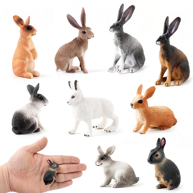 Simulated Wild Animal Model Rabbit Solid Plastic Toy Boutique Animal Cake Ornament Doll
