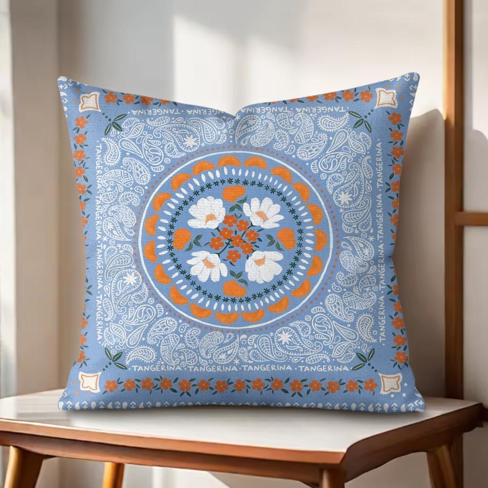 Simple Retro Cushion Cover Natural Linen Organic Fabric Double-Sided Printing Sofa Home Decor Gift Pillow Cover