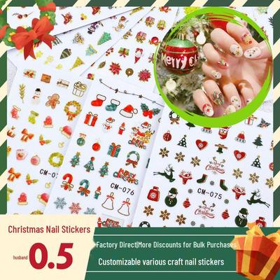 Gold Snowflake Santa Claus Christmas Nail Stickers