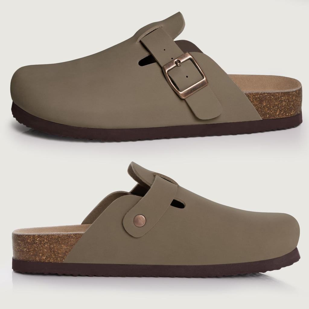 Fashion Smile Classic Cork Mules Women Women's Suede Soft Leather Hole Shoes For Women Waterproof Non-Slip Slippers Home Sandals Women