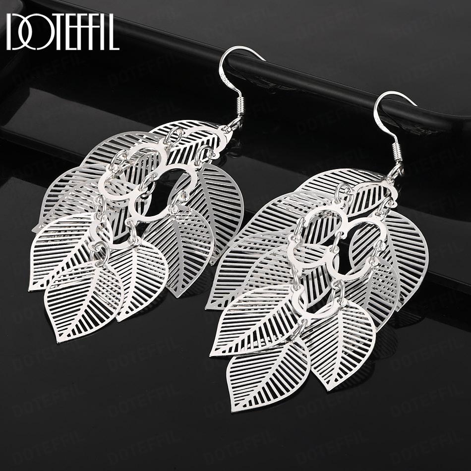 925 Sterling Silver Women's Layered Hollow Tassel Long Hanging Piercing Earrings Fashion Wedding Jewelry