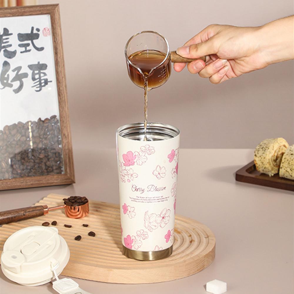 Floral Boho Coffee Tumbler 500ml, Summer Sunflower Flower Thermos Coffee Cup Travel Mug With Leakproof Lid Double Wall Vacuum