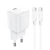 Mini PD 20W GaN Wall Charger with USBC Cable, White