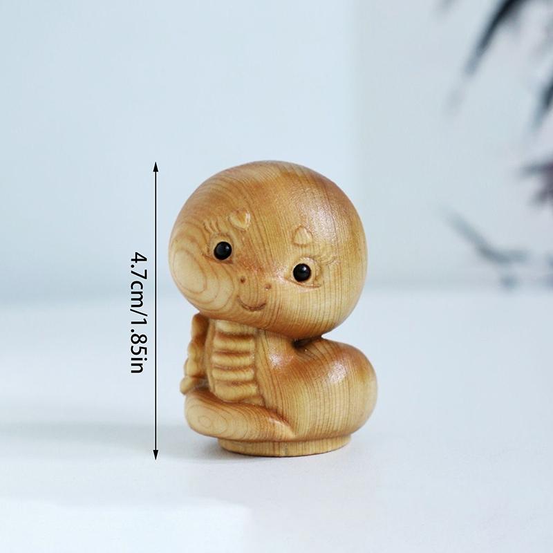 

Zodiac Statue Cute Snake Animal Decor Office Desktop Decor Car Decoration Mini Wood Carving Chinese New Year Snake Ornaments
