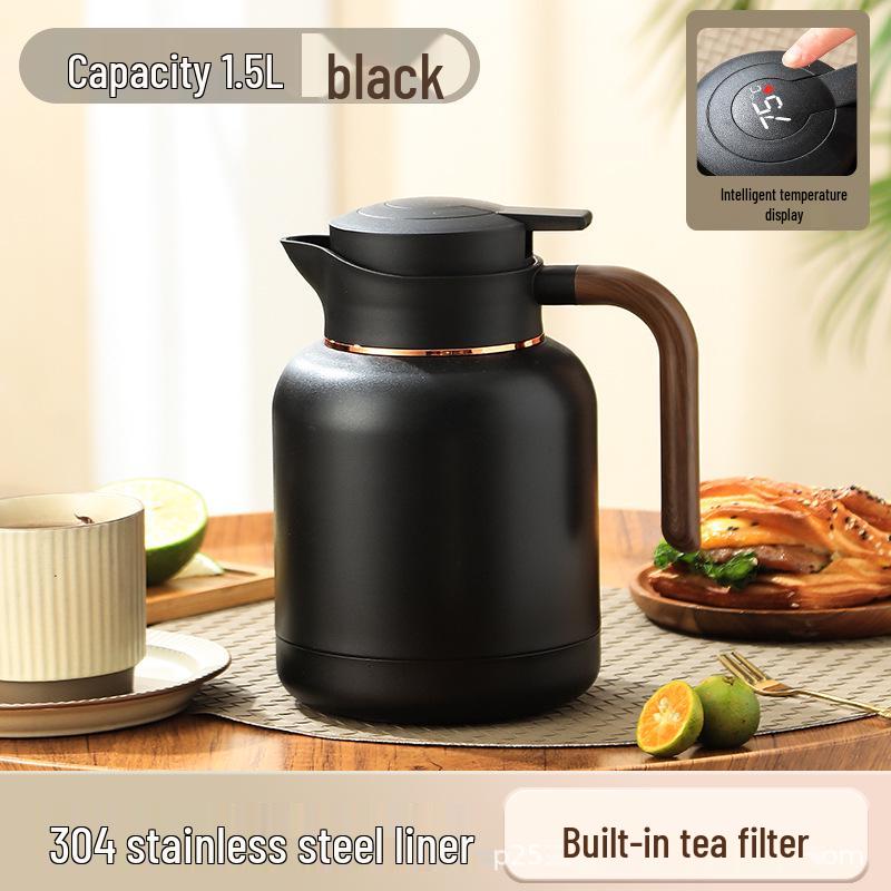 304 Stainless Steel Smart Insulated Tea Pot with Filter, Old White Tea Flower Infuser, Warm Water Coffee Pot Display