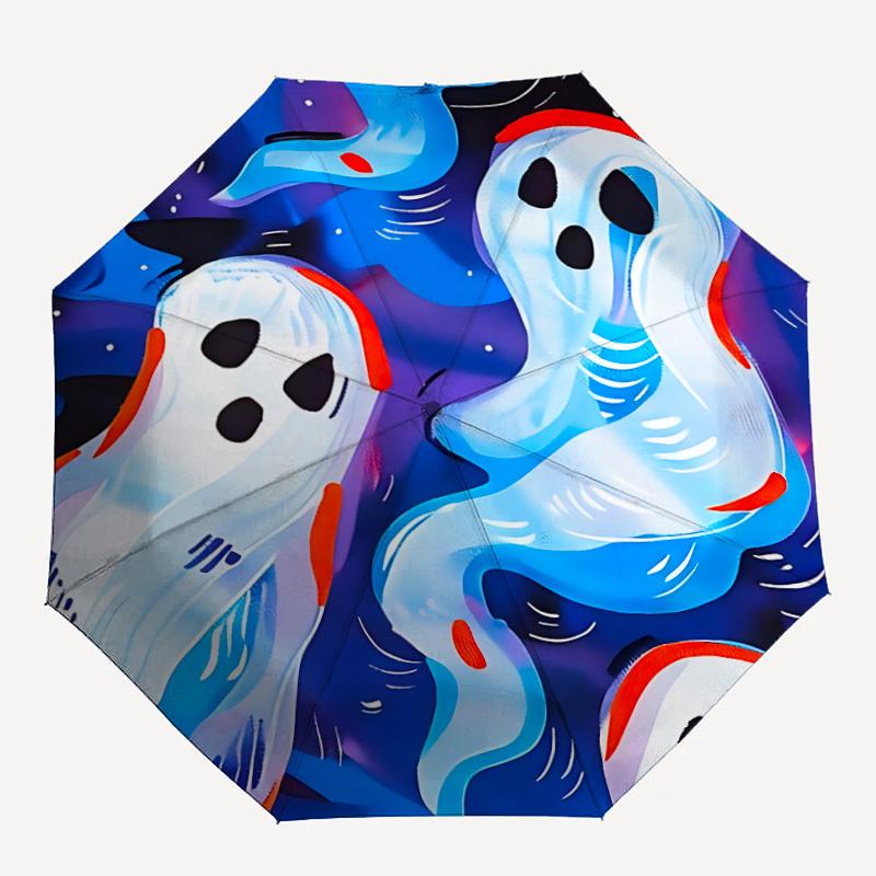 1pc Ghost Night Fashionable Automatic Opening/Closing Folding Umbrella with 8 Bones, Windproof Portable, Daily Use152