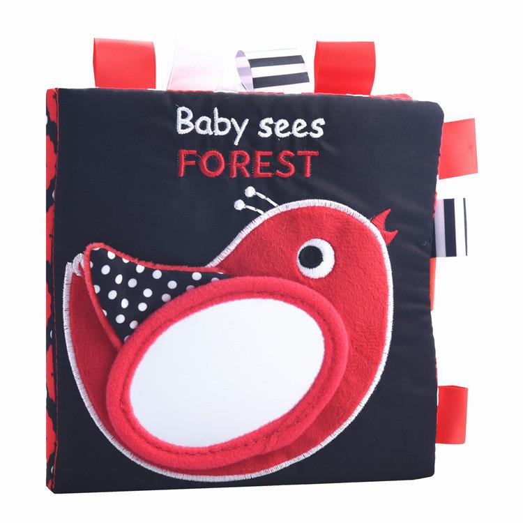 Baby Black White Red Visual Stimulation Book Animal Ocean Tag 3d Cloth Book Early Education Toy