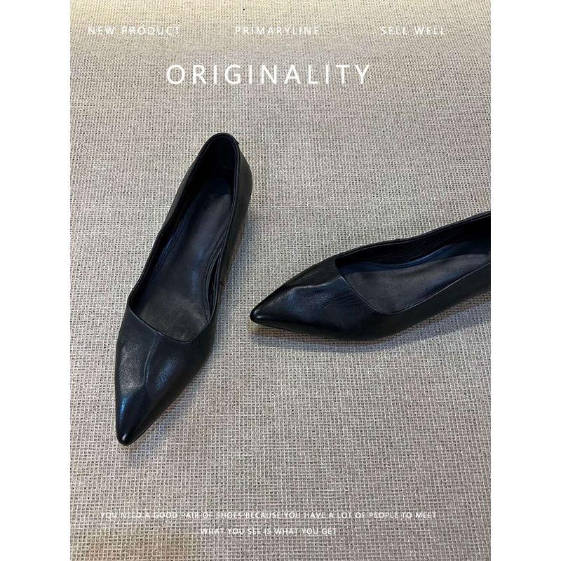Super Soft Sheepskin~ Genuine Leather Pointed Tip Temperament Single Shoes Women's Shoes Light Mouth Commuting Shoes One Pedal French Simple 