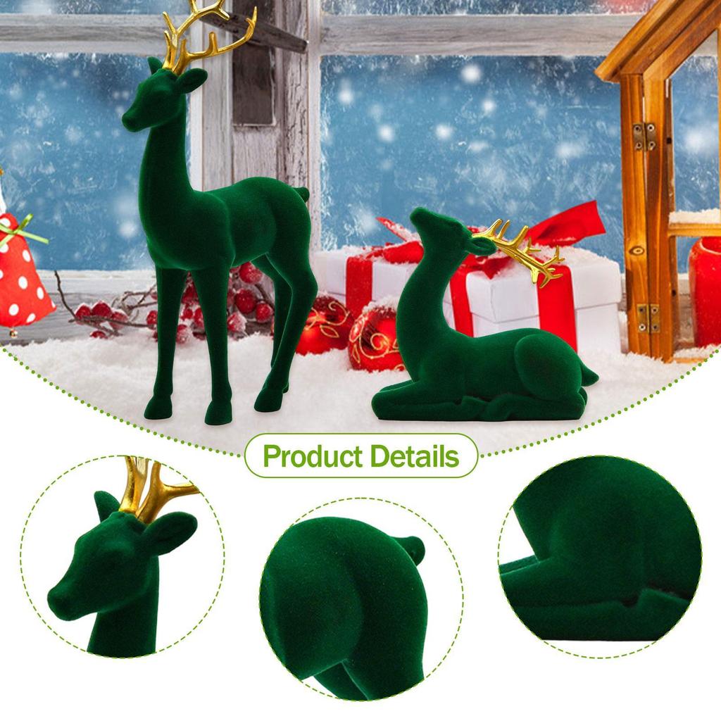 Reindeer Figurines Tabletop Ornaments Resin Christmas Decor Creative Modern Elk Sculptures for Farmhouse Desktop Office Gifts