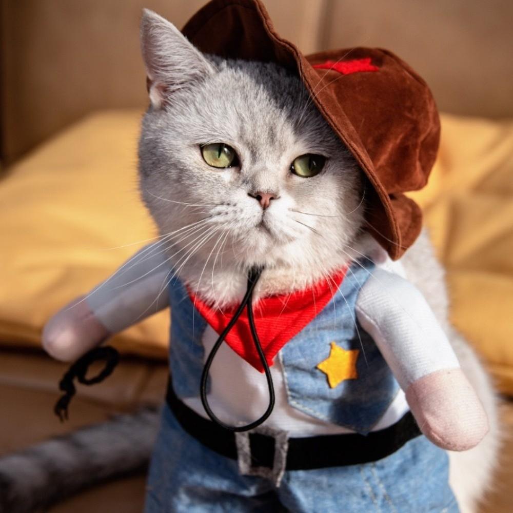 Funny Cosplay Pet Dog Cat Costume Christmas Cowboy Puppy Jumpsuit Coat Pumpkin Hat Magic Cape Halloween Costume Jumpsuit