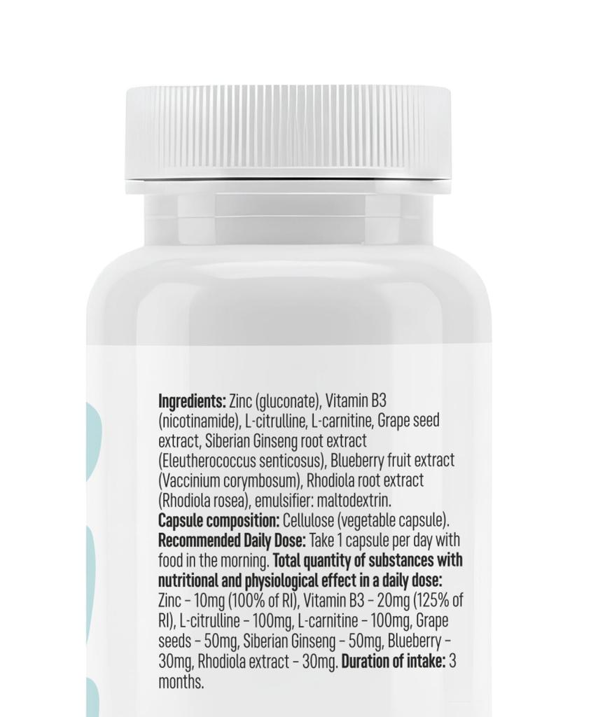 Bel Tono Male Vitality Boost with Zinc, L-Citrulline, L-Carnitine & Herbal Extracts, 30 capsules