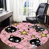 1pc Black Cat Stars Office Round Area Rug, Under Office Chairs Bedroom Living Room Home Decor, Room Deco, Available in Various Sizes