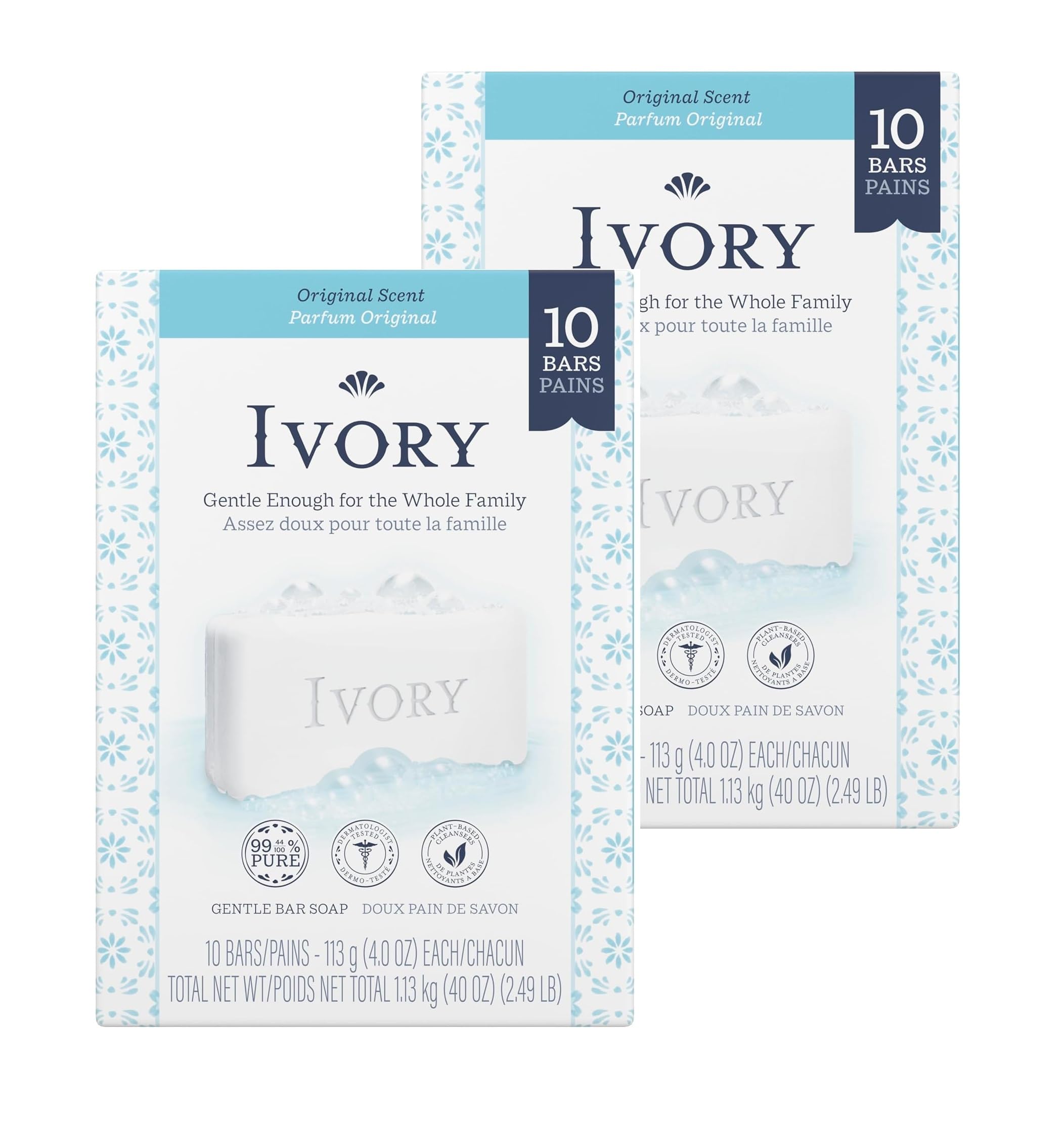 

Мыло IVORY Ivory Soap Original 113 г x 10 шт. 2 набора