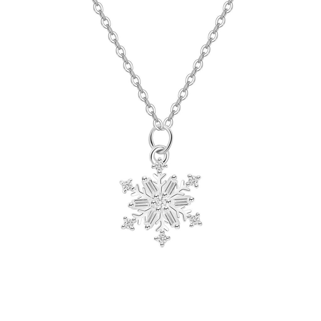 S925 Sterling Silver Snowflake Zircon Necklace | Women's Sweet Luxury Fashion Choker | Fresh Niche Clavicle Design