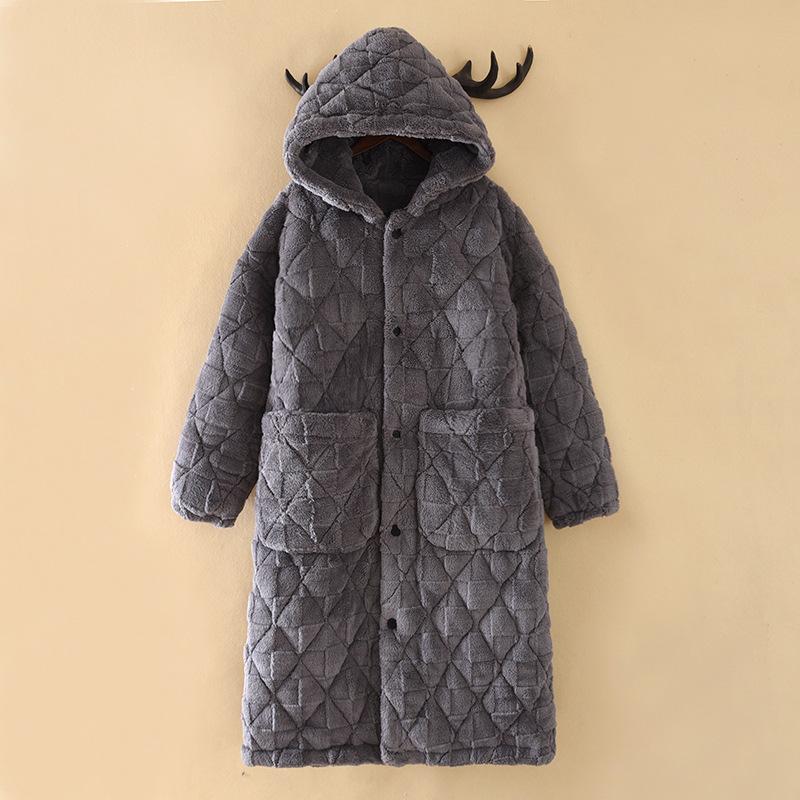 

PLUS SIZE Длинный халат с капюшоном, пижама из хлопчатобумажной фланели, парный пижамный комплект, зимняя свободная домашняя одежда, утепленная теплая ночная рубашка 3XL