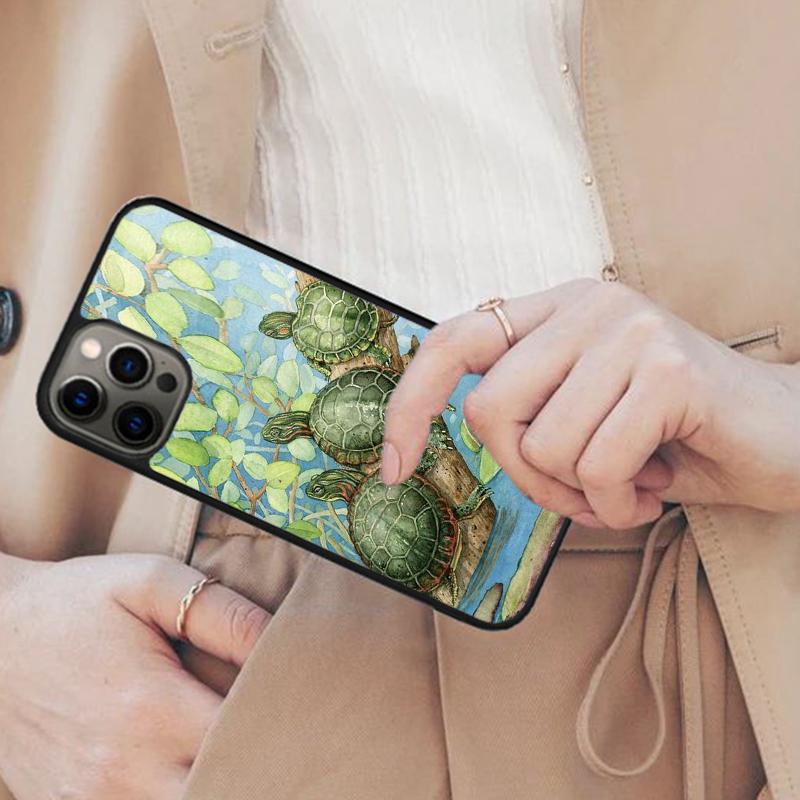 Süße Schildkröten Bemalte Magnetische Handyhülle Für APPLE iPhone 17 Air 16 14 13 12 Pro Max 15 Plus Kabelloses Laden Mit MagSafe Hülle