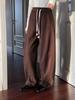 Chestnut Brownie Korean Woolen Curved Leg Winter Wide-Leg Casual Pants