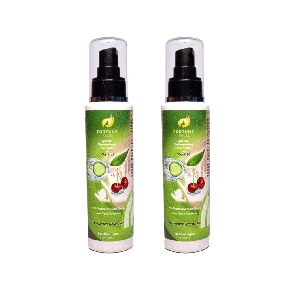 Fortune Faces Hydrating Anti-tan Skin Brightening Face Wash | With Sweet Cherry, Green Tea & Cucumber | Gentle Cleansing With Natural Glow | All Sk