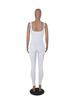 Ribbed Square Neck Sleeveless Bodysuit - Women's Solid Color Backless Slimming Sport Jumpsuit In Stock