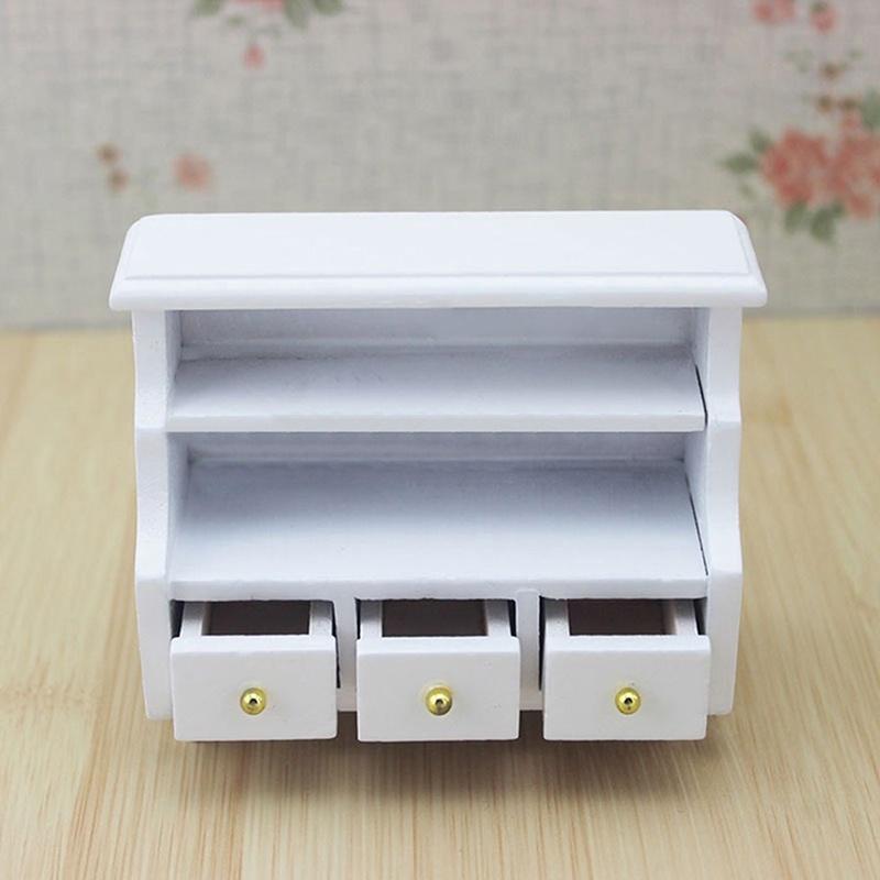 1:12 Dollhouse Miniature Furniture Wooden Toilet Bathroom Shelf Drawer Cabinet