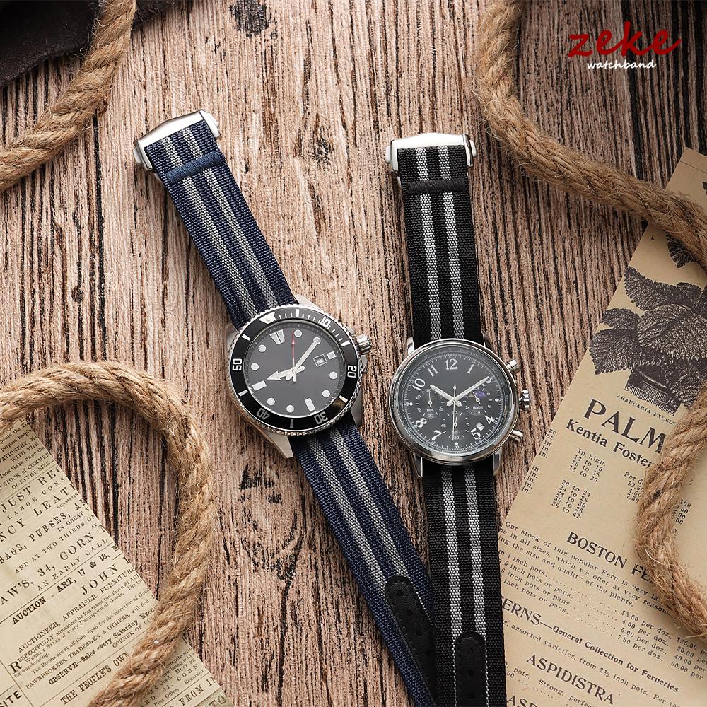 Premium Ribbed Watch Band Deployant Clasp Nylon 22MM 20MM Watch Strap for Omega Folding Buckle Watchband Sport Wristband For Men