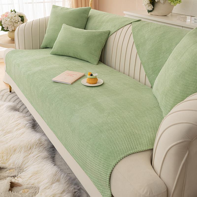 Plysj Sofapute Fire Sesonger Universell Enkel Grå Høst og Vinter Sklisikker Skinn Sofatrekk Putetrekk Stoff