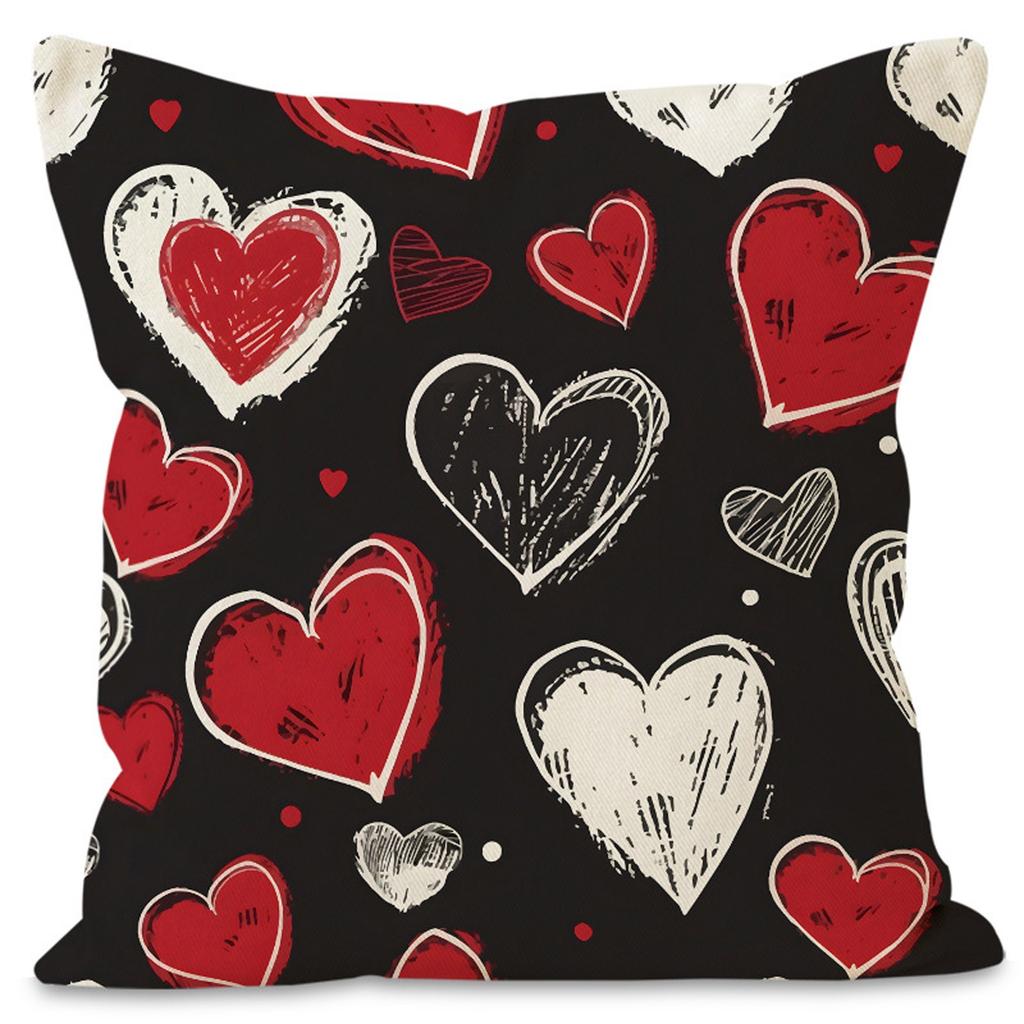 Valentine's Day Couple Love Sofa Pillow Cover Home Decoration Pillow Cover Linen Printed Cushion Cover
