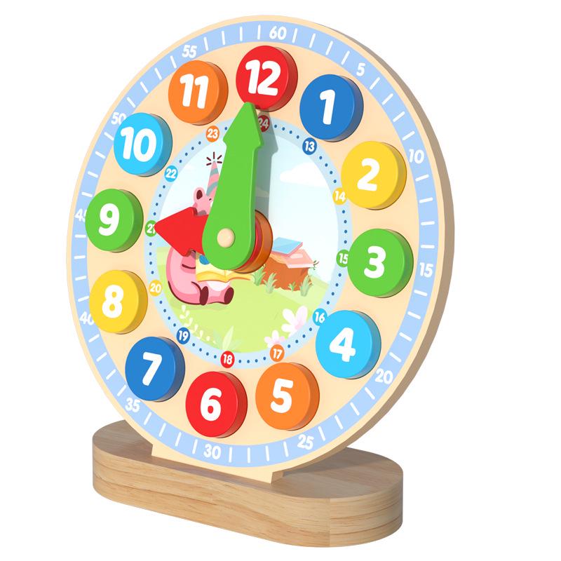Kids' Educational Wooden Number Clock Puzzle: Early Learning Time Recognition Toy for Classrooms & Kindergartens.