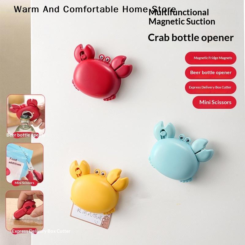 Creative Crab Claw Multi-functional Stainless Steel Bottle Opener with Magnetic Fridge Mount for Kitchen And Bar Decor