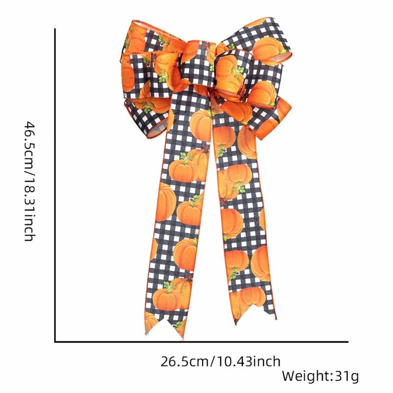 Thanksgiving Party Bow Decoration with Maple Leaf and Pumpkin Design DoubleLayer