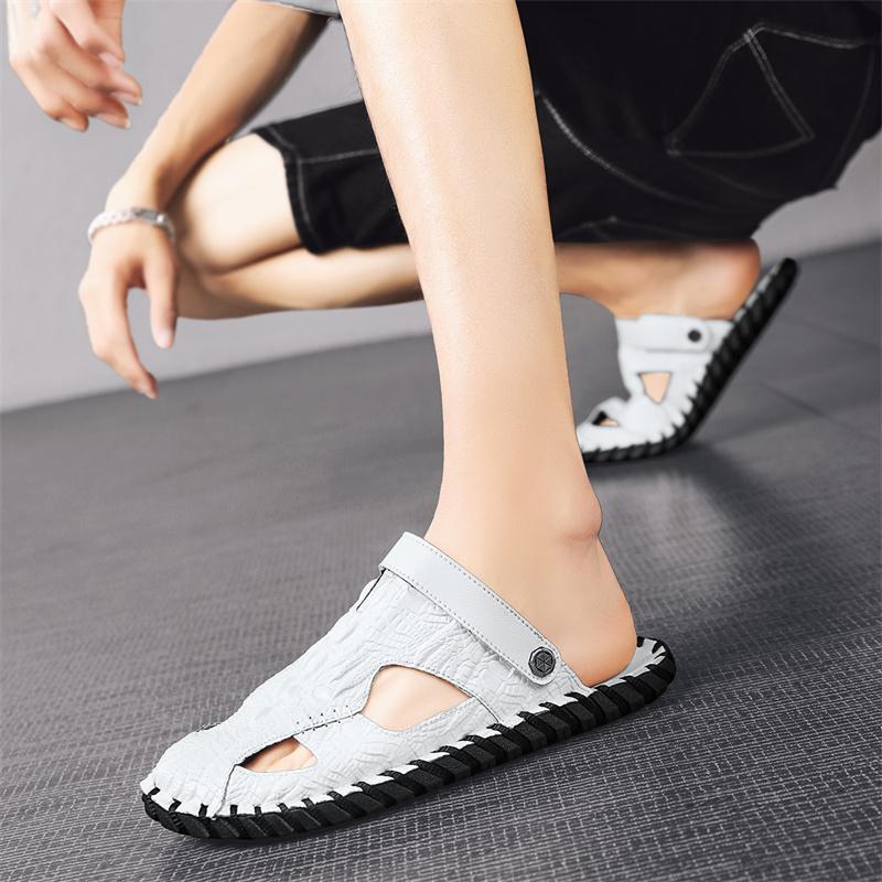 Outdoor Anti Slip and Wear-resistant Leather Sandal New Men Comfortable Dual-purpose Slipper Summer Man Trending Leather Sandals