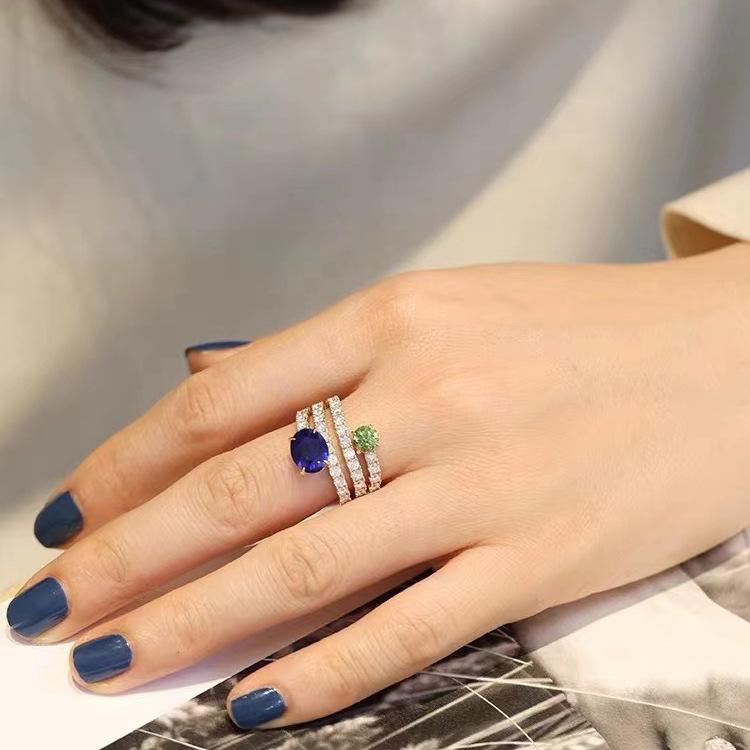 

Simple Temperament Hollow Irregular Colored Treasure Ring Elegant Versatile Niche Design Light Luxury no. 6