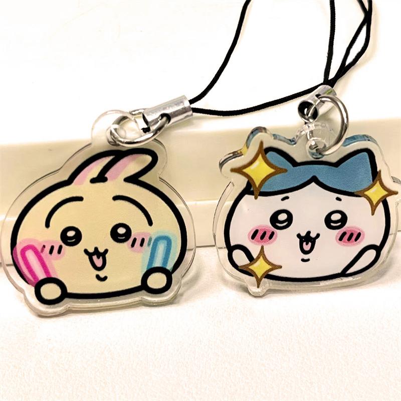 Anime Figure Keychain Mobile Phone Pendant Couple Lanyard Pendant Keychains Cell Accessories Bag Pendant Gifts