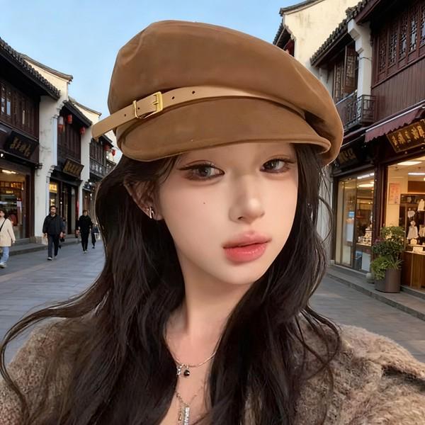 Korean Style Retro Suede Beret with Wide Brim for Autumn and Winter