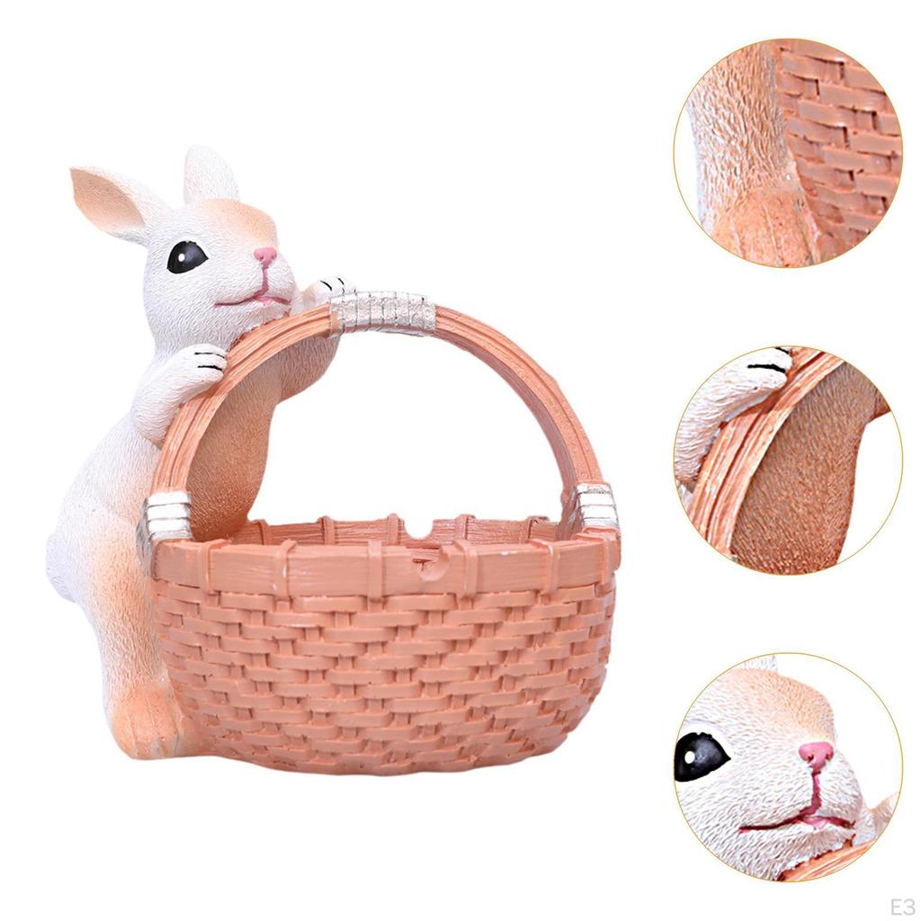 Häschen Figur Oster-Ei Korb Skulptur Deko Handwerk Blumentopf Hasen Statue für Blumenbeet