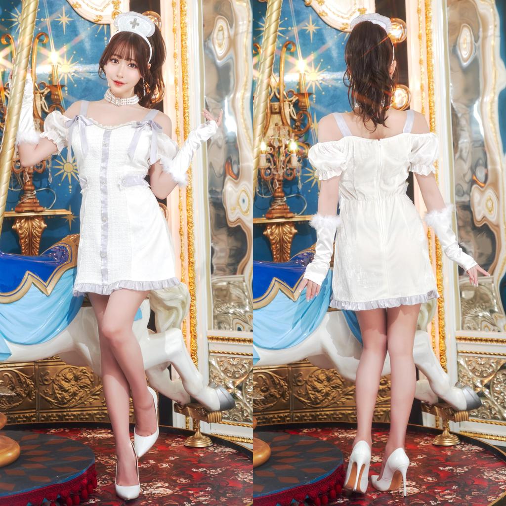 Luxterra Cosplay Halloween Ecru Nurse White [Clear Stone] Women's