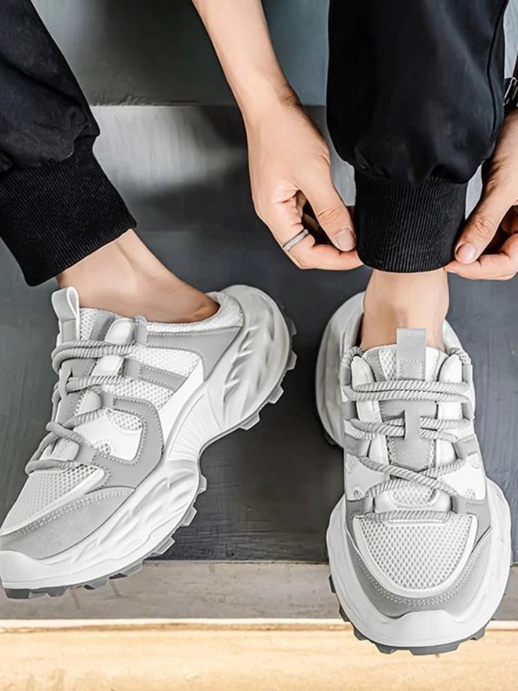 Slippers for Men Platform Half Shoes Outdoor Mules Mascullino Designer Luxury Original Low Price Rubber Adult Fun Sandals Man