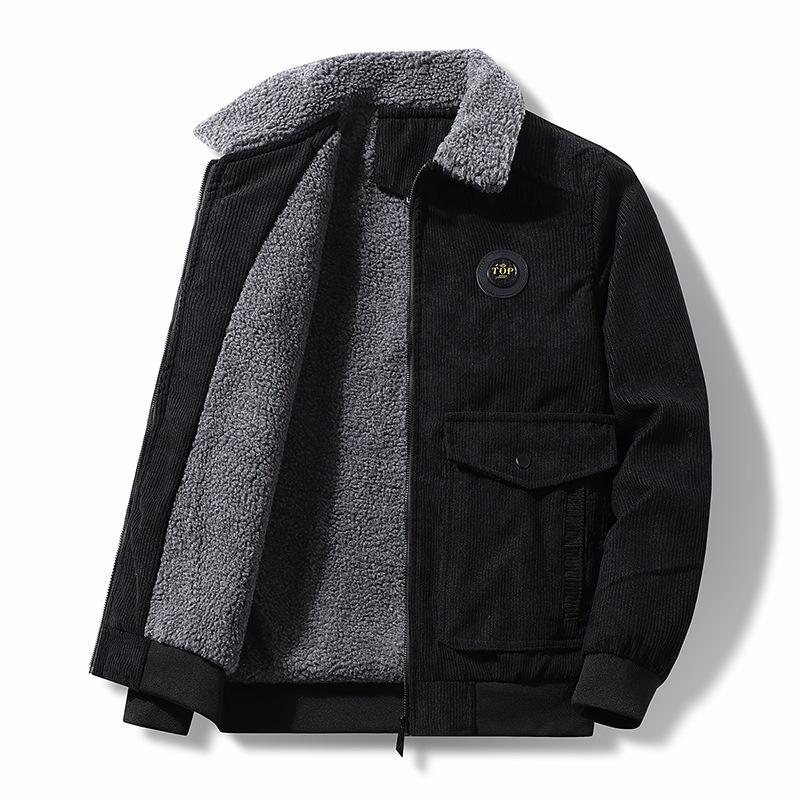 Autumn and Winter Corduroy Men s Coats Plus Cotton and Velvet Winter Coats Cotton Lapel Sherpa Men s Jackets M