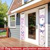 2D Flat, 2D Flat - 2D Flat, 2D Flat - 2D Flag Banner, 2pcs of Spring Cherry Blossom Butterfly Couplet Flags for Home Festival Decoration, Measuring 18