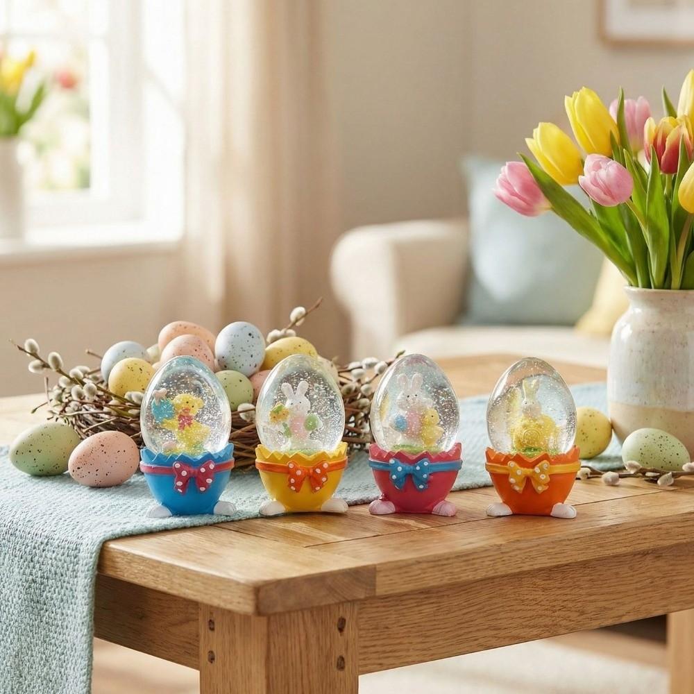 Resin Bunny Rabbit Figurine Glass Rabbit Hugging Eggs Snowball Easter Egg Ornament Gift Giving