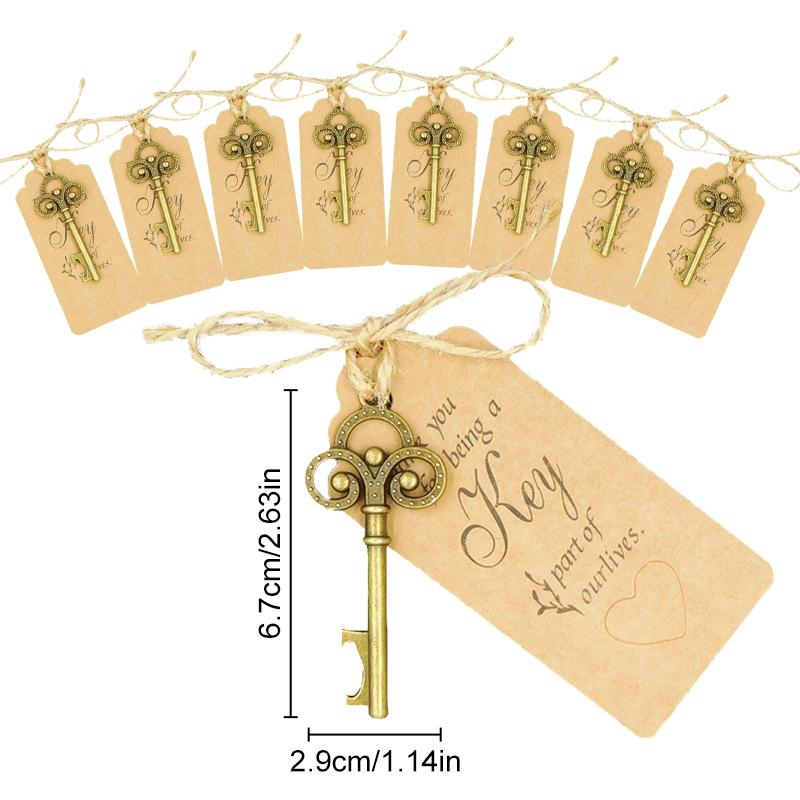 Металлический ключ открывалка для бутылок брелок свадебные сувениры винтажная открывалка для бутылок пива крафт-бумага сувенир подарок для гостя украшение