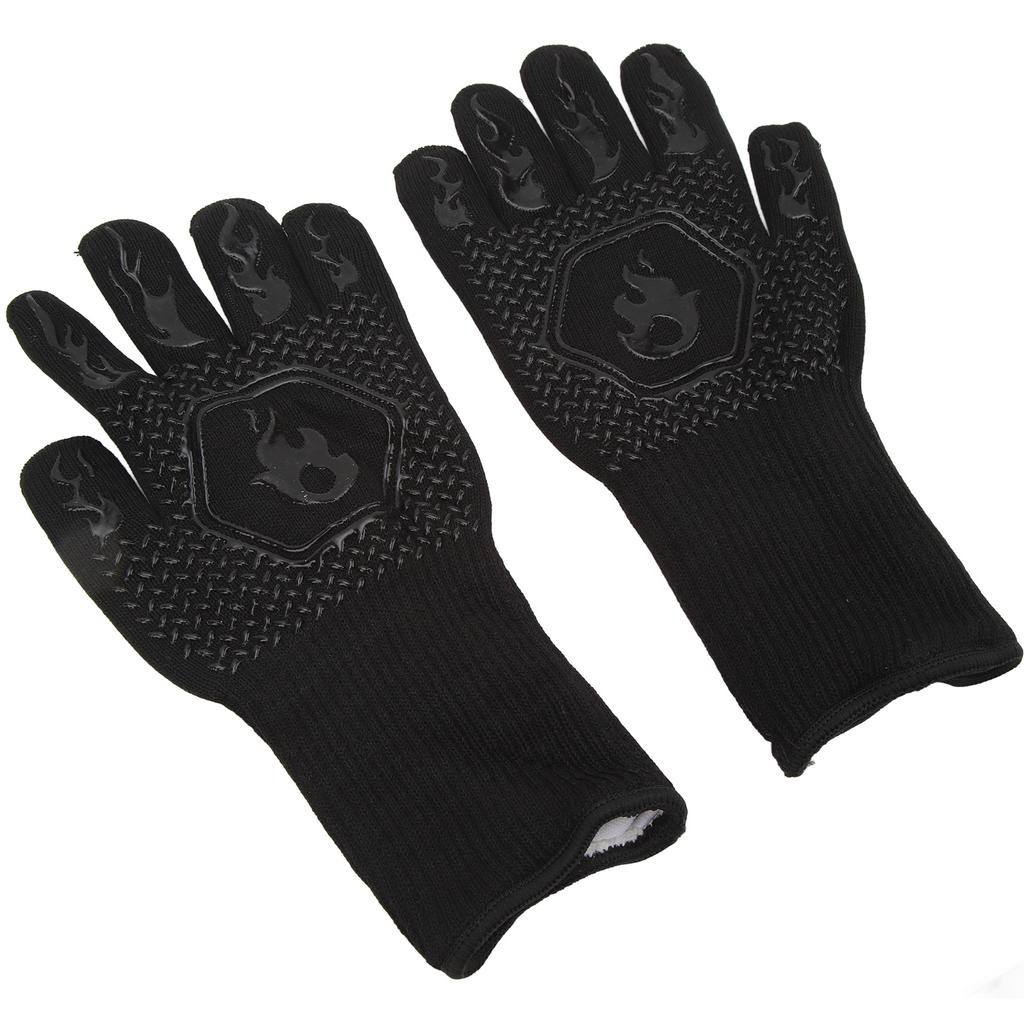 BBQ Gloves Fireproof 800 Celsius  Heat Resistant Double Sided Silicone Large Grill Gloves for Oven Barbecue Cooking