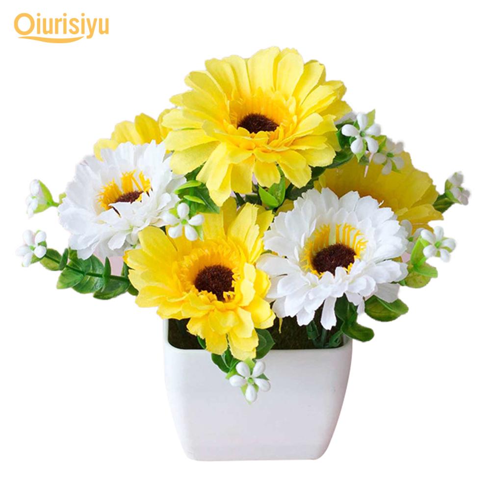 Flori artificiale de crizantemă Gypsophila ghiveci din lemn Bonsai