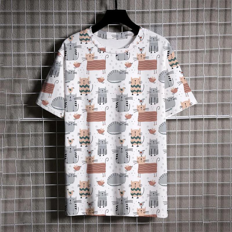 Fashion Cartoon Graphics T-shirt Summer Casual Short Sleeve O Neck Colorful 3D Printed T Shirt Mens Streetwear Oversized Tees