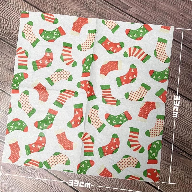 20 stk/Pac 33*33 cm 2-lags engangs festserviett julemønster