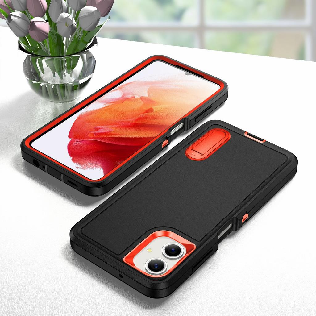 For Samsung Galaxy A06 4G Case Kickstand Phone Cover PC+Silicone+EVA 3-in-1 Design
