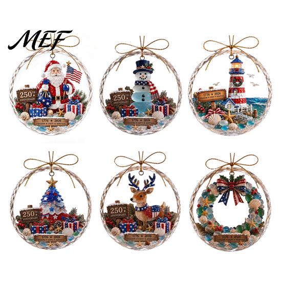 Acrylic Ornaments for Living Room Ocean Themed Christmas Ornaments, Lighthouse/Wreath/Santa Claus/Xmas Tree/Snowman/Deer Hanging Holiday Home
